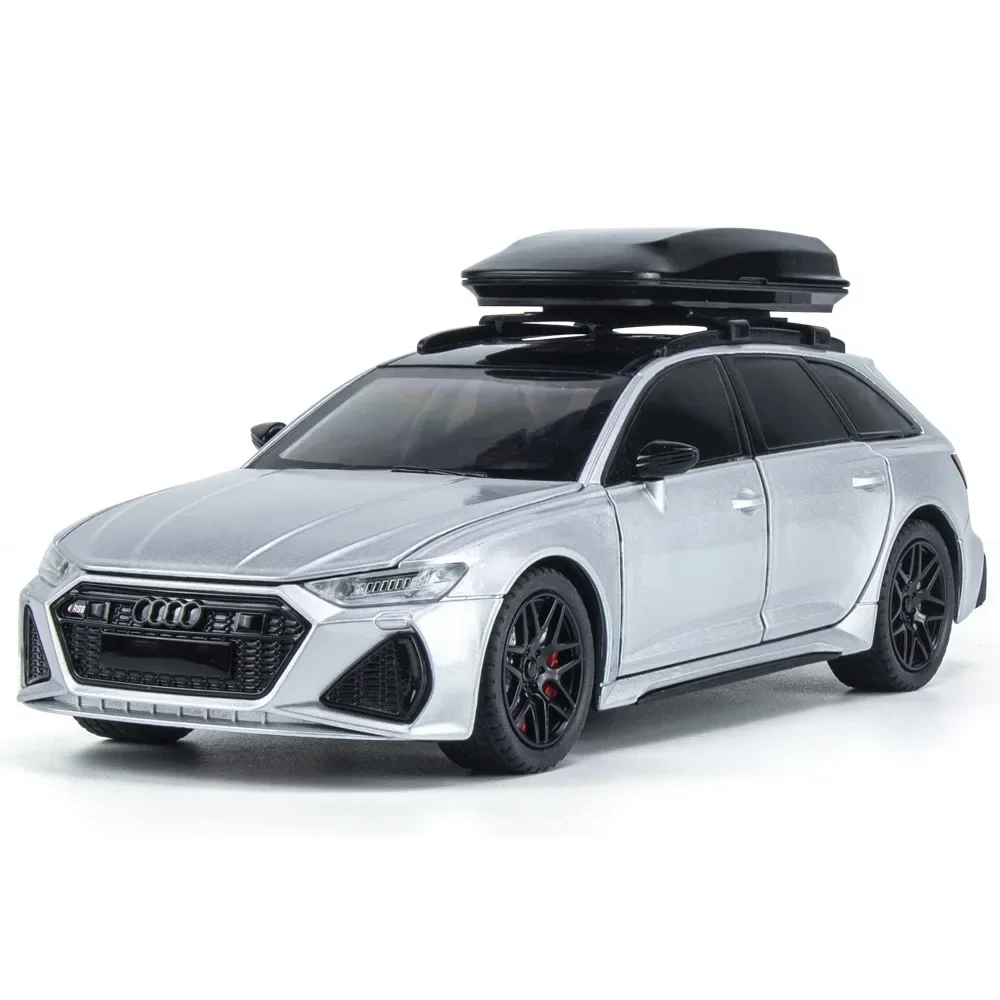 1:24 Audi RS6 Quattro Station Wagon Alloy Toy Car Model Wheel Steering Sound and Light Children's Toy Collectibles Birthday gift