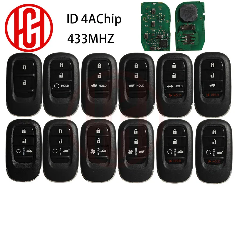 

Remote Car Keyless Go For Honda Accord CR-V HRV Pilot Civic 2022 2023 2024 433MHz 4AChip Smart Remote Car Key 2/3/4/5Buttons