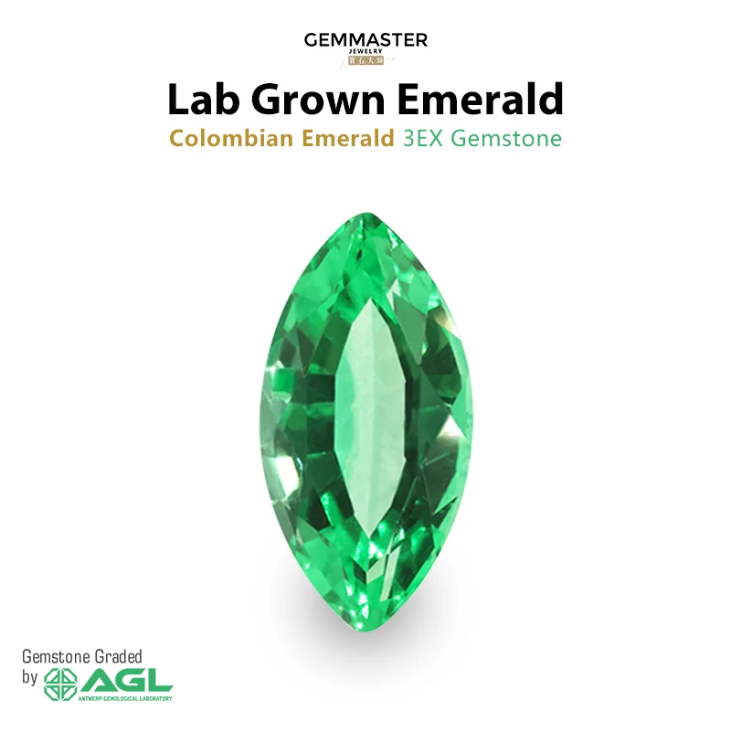 

Marquise Lab Grown Emerald 1 carat 3 carat 5 carat Muzo Green Verdant Green Emerald VVS VS AGL certificate Lab Emerald wholesale