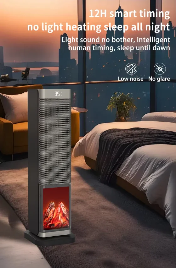 توفير الطاقة ثلاثية الأبعاد تأثير اللهب المحمولة PTC سخان السيراميك التحكم عن بعد درجة حرارة قابلة للتعديل للمنزل #6