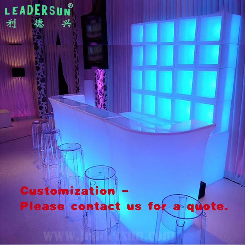 custom.Hot Sale Popular Led Furniture Plastic Commercial Used Illuminated Glow Luminous Lighting Portable bar Counter Outdoor Fu