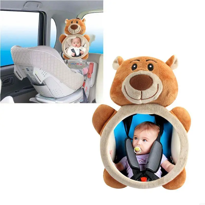 Espejo para asiento coche, diseño divertido, ajustable, seguro, orientado hacia atrás, Clips seguridad para asiento, oso