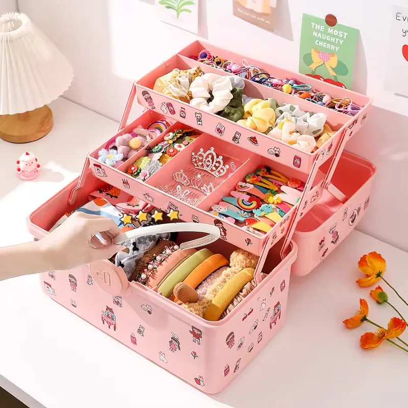 

PP Material - Girlish Color Scheme - Versatile Hair Accessory & Jewelry Storage Box Portable Medicine & Miscellaneous Storage