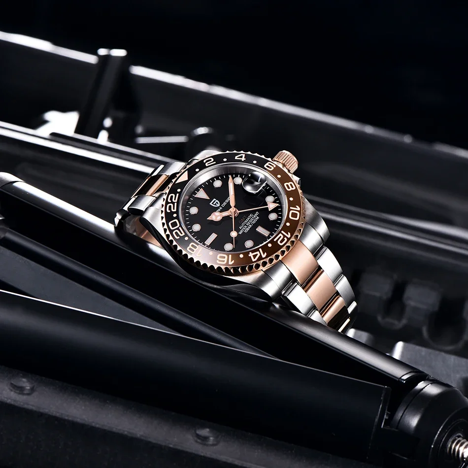 PAGANI DESIGN 2024 40MM New GMT Men Mechanical Watches NH34 AR Sapphire Automatic Watch 100M Waterproof Sports Watches for Men 