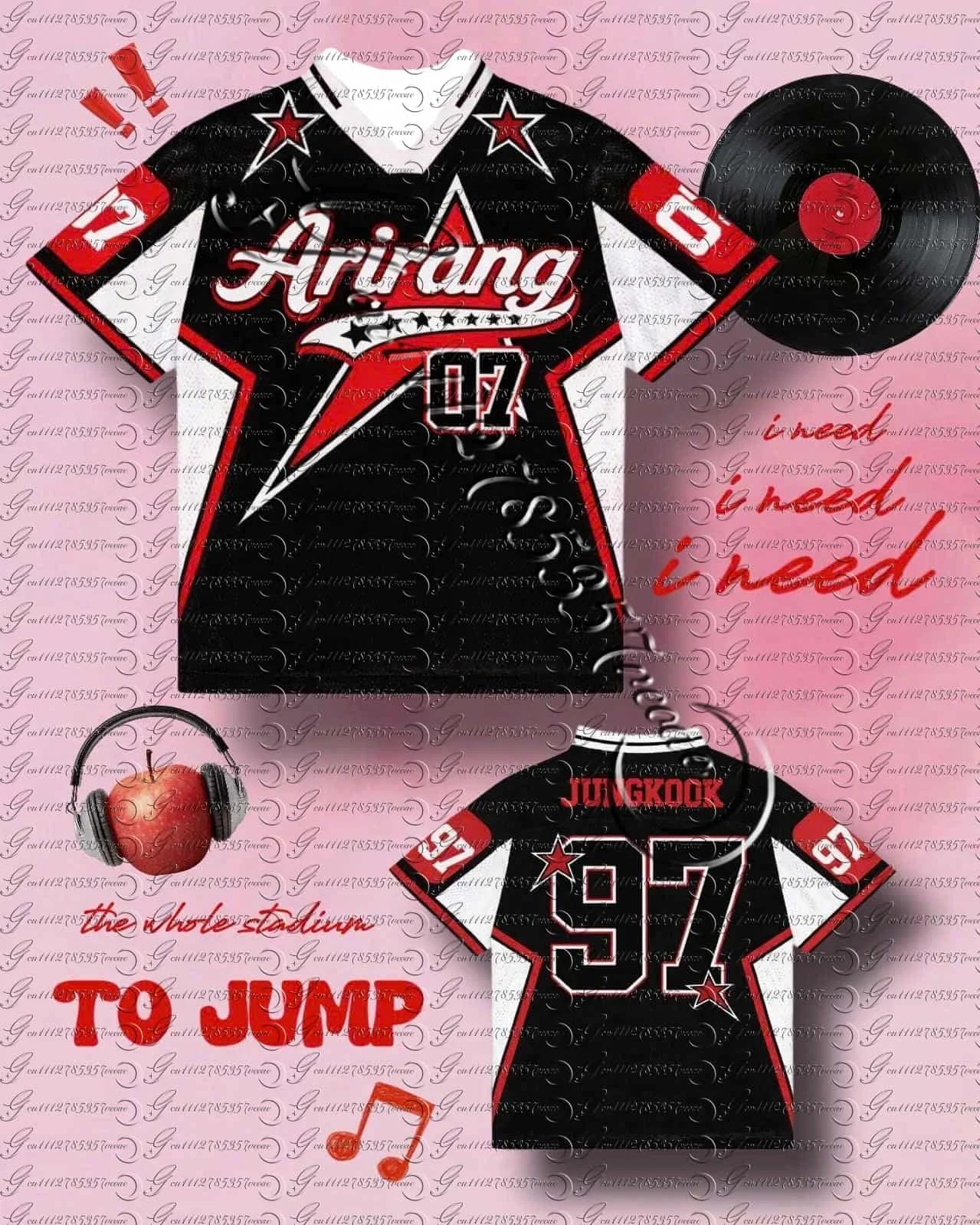 

Arirang 07 Jungkook 97 Jersey Kpop Fans Streetwear Retro Football Style Short Sleeve Sports T-shirt