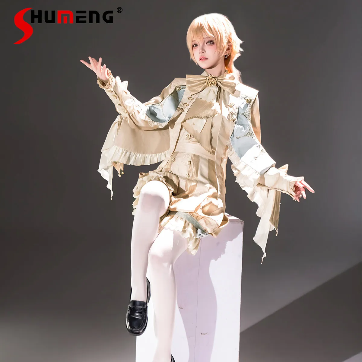 

Original Design Lolita Cosplay Prince Costumes Spring and Autumn New Court Vintage Long Sleeve Shirt Short Shawl 3-piece Set