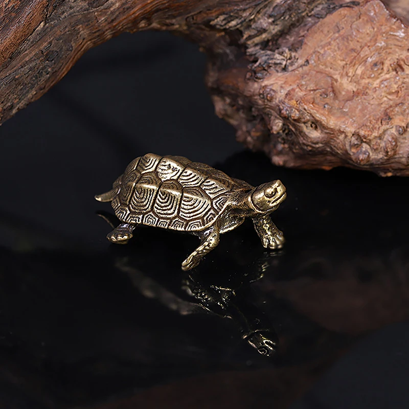 Creative Retro Turtle Small Home Decor Pure Copper Antique Animal Miniatures Figurines Crafts Office Desktop Decoration