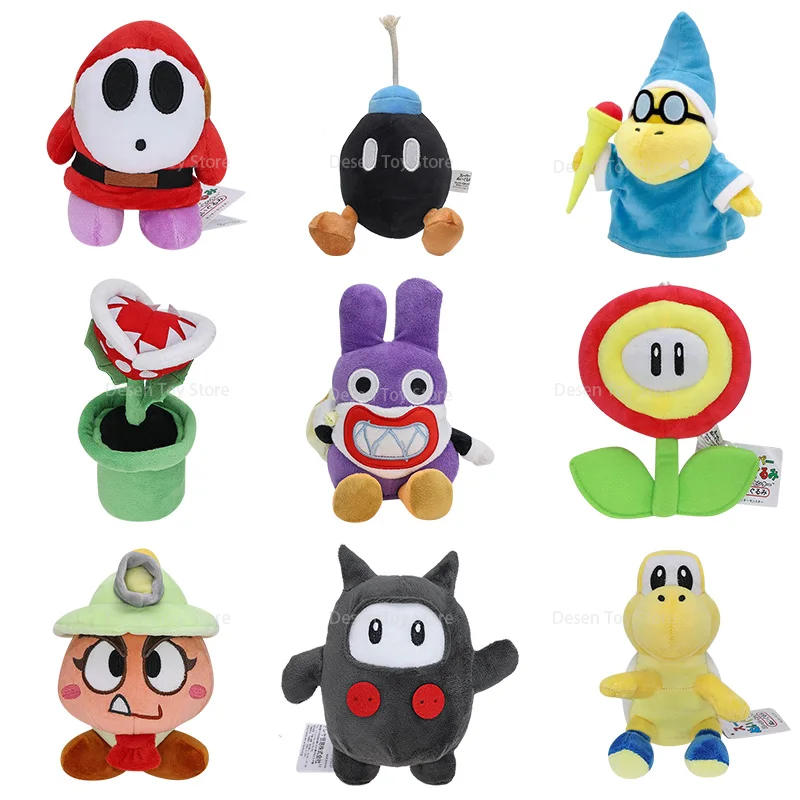 9 Styles Anime Mario Plush Shy Guy Bob omb Kamek Big Poison Piranha Plant Nabbit Goombella Ninji Troopa Stuffed Toys Gifts