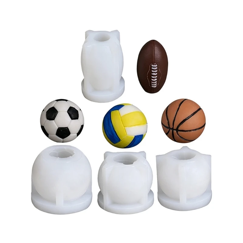 DIY-Silikon-Kerzenform-Set mit Fußball-Basketball-Volleyball-Designs 3XUF – Detail 1