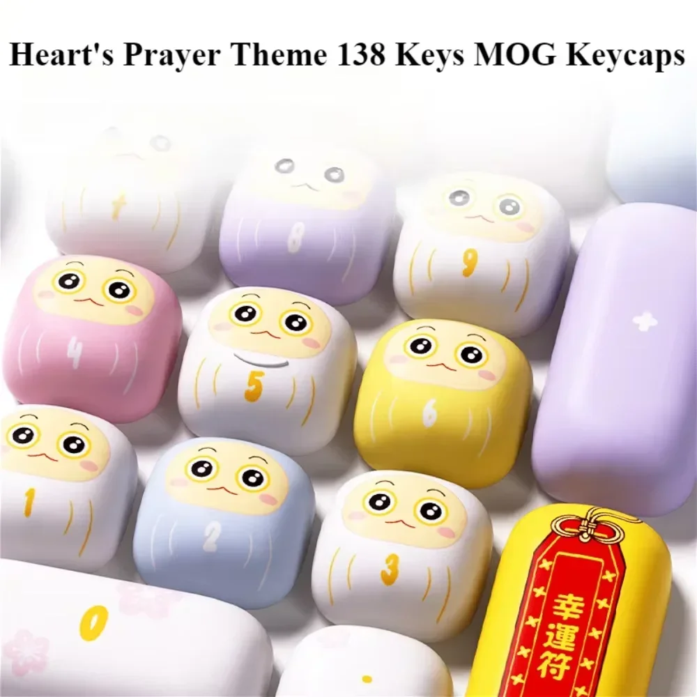 Heart's Prayer Theme Keyboard Keycap Set PBT MOG 138 Keys, Color, Keycaps for 21/61/87/104/108 Mechanical Keyboards