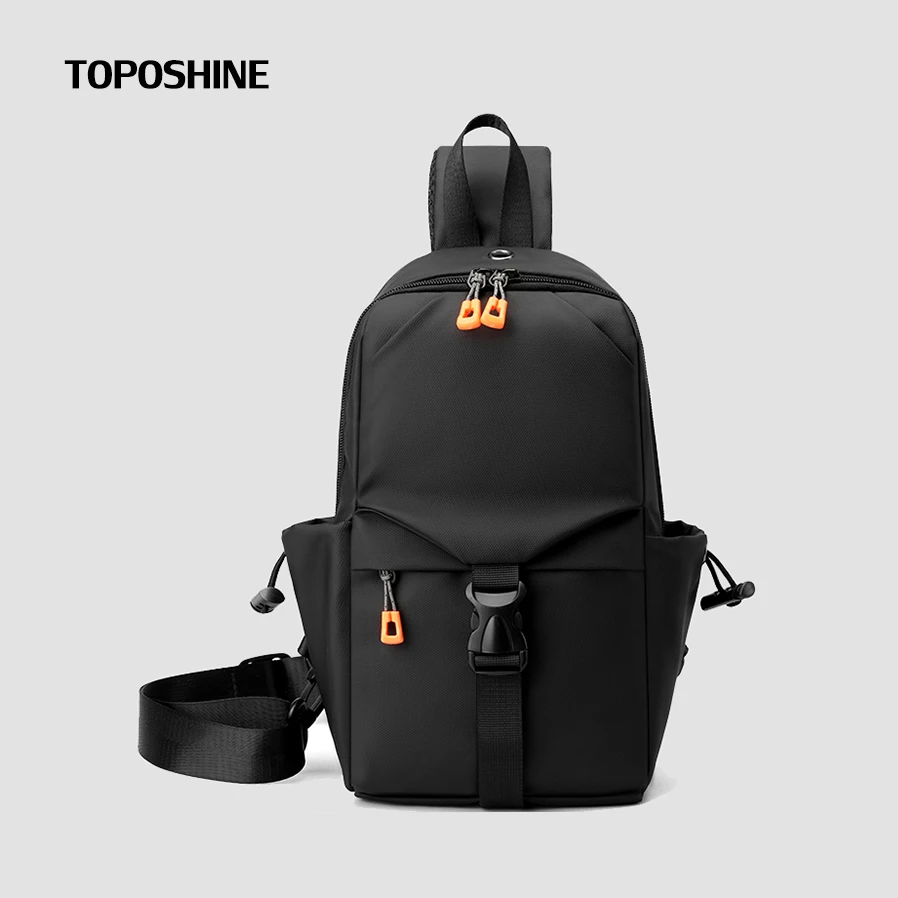 Toposhine-Sac de poitrine décontracté pour homme, sac à bandoulière, sac à bandoulière, noir, gris, mode extérieure, nouveau document solide, One Initiated, 2 couleurs