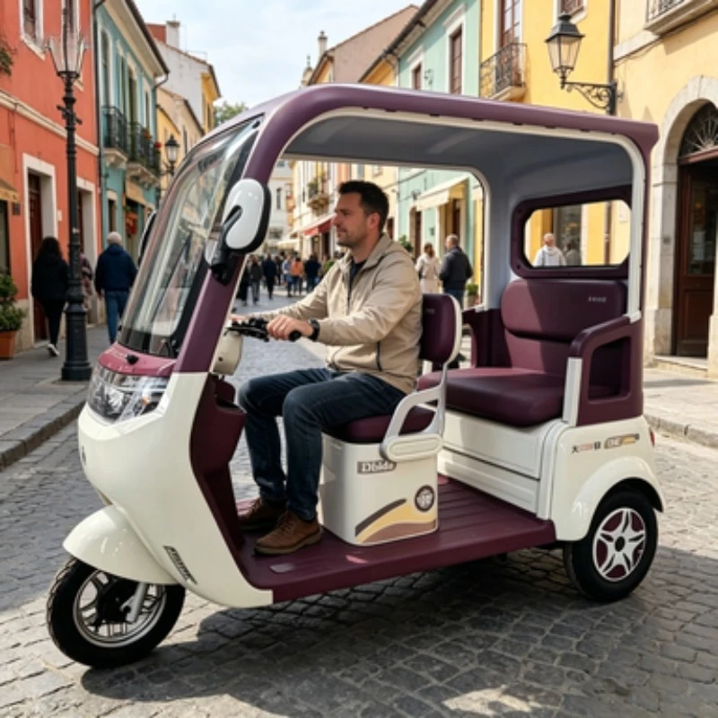 

Factory Supply Electric Adult Tricycle Closed Body 3 Wheel 500W Motor 48V Battery 3 Passengers