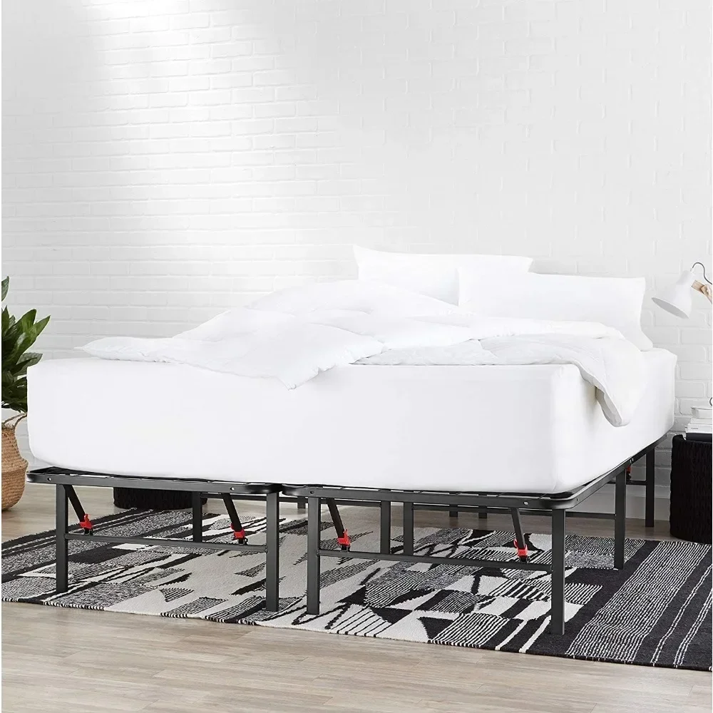 Basics Foldable Metal Platform Bed Frame with Tool Free Setup, 14 Inches High, Sturdy Steel Frame, No Box Spring Needed, Queen