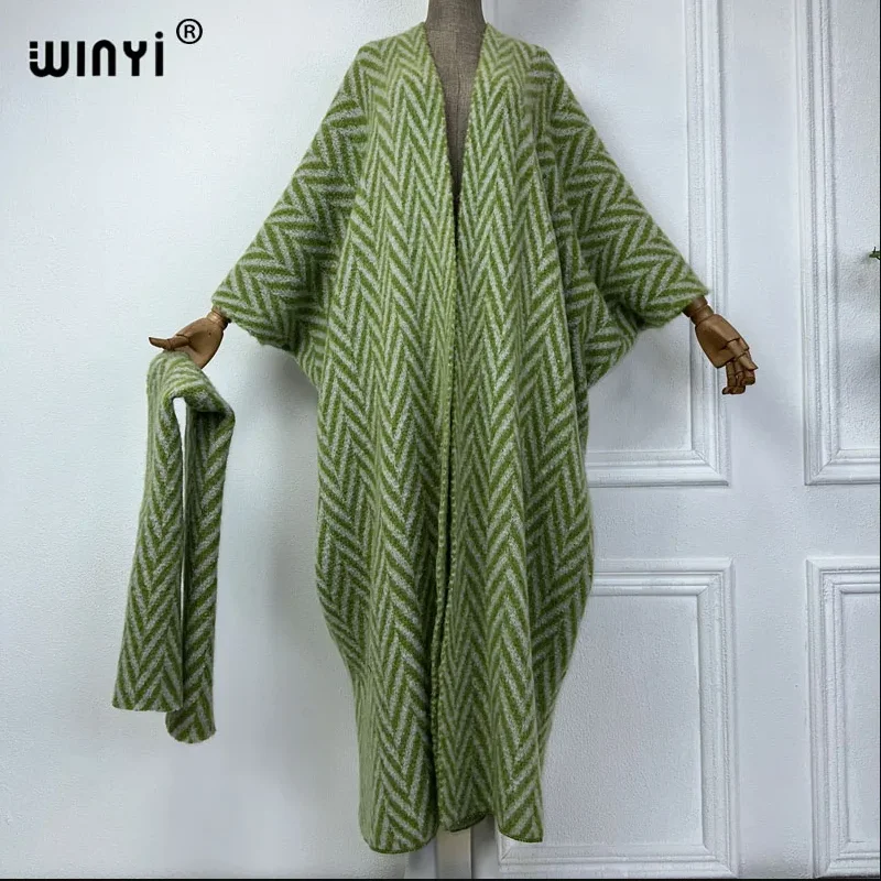 

WINYI woman Winter Knitted cardigan Loose Christmas Fashion 2026 party luxury dress Thick Warm Female jacket kaftan long coat