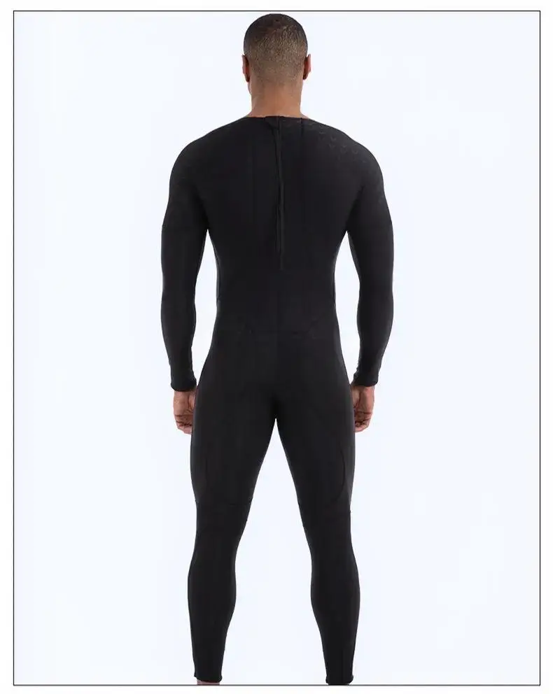 Wasserdichter Body aus Haifischhaut für Herren, langärmelig, Sonnenschutz, Neoprenanzüge, Taucheranzug, schwarzer Sprunganzug554 – Detail 12
