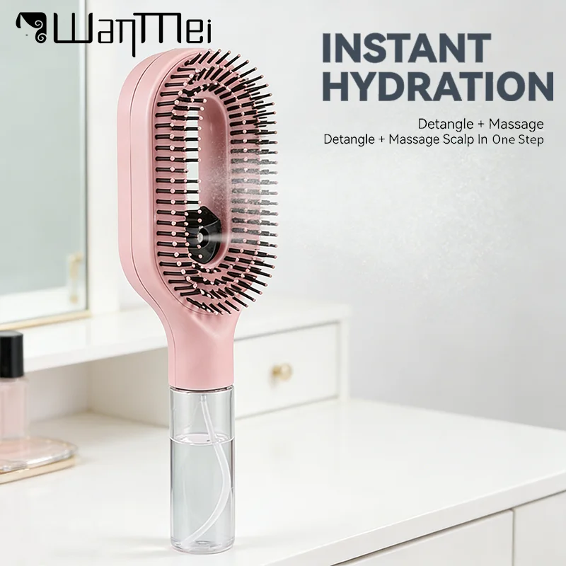 

2in1 Sprayer Comb Soft Scalp Massage Hairbrush with Spray Bottle Essential Oil Water Mist Brush Nylon Anti-knot Comb Spring