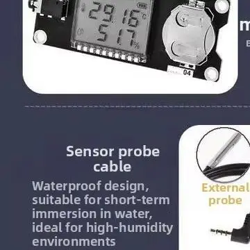 High SHT41 Temperature Humidity Sensor With LCD Display Waterproof Probe For Industrial Testing And Monitoring Tool