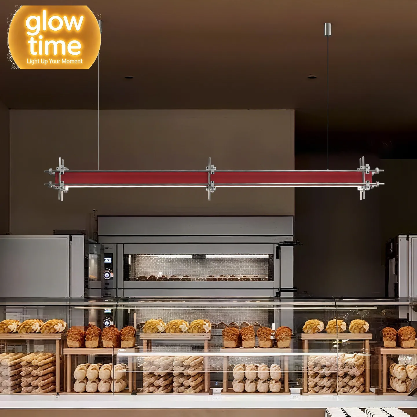 Red optical axis designer restaurant chandelier bakery bar desk study long front desk one-word office lamp