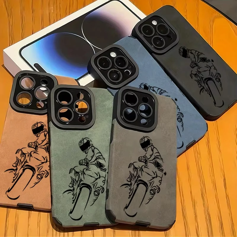 Coole Biker-Handyhülle für iPhone 17 AIR Pro Max 16E 15Plus 14 13 Mini 12 11 AIR XS XR XS im Motorradfahrer-Stil – Detail 1