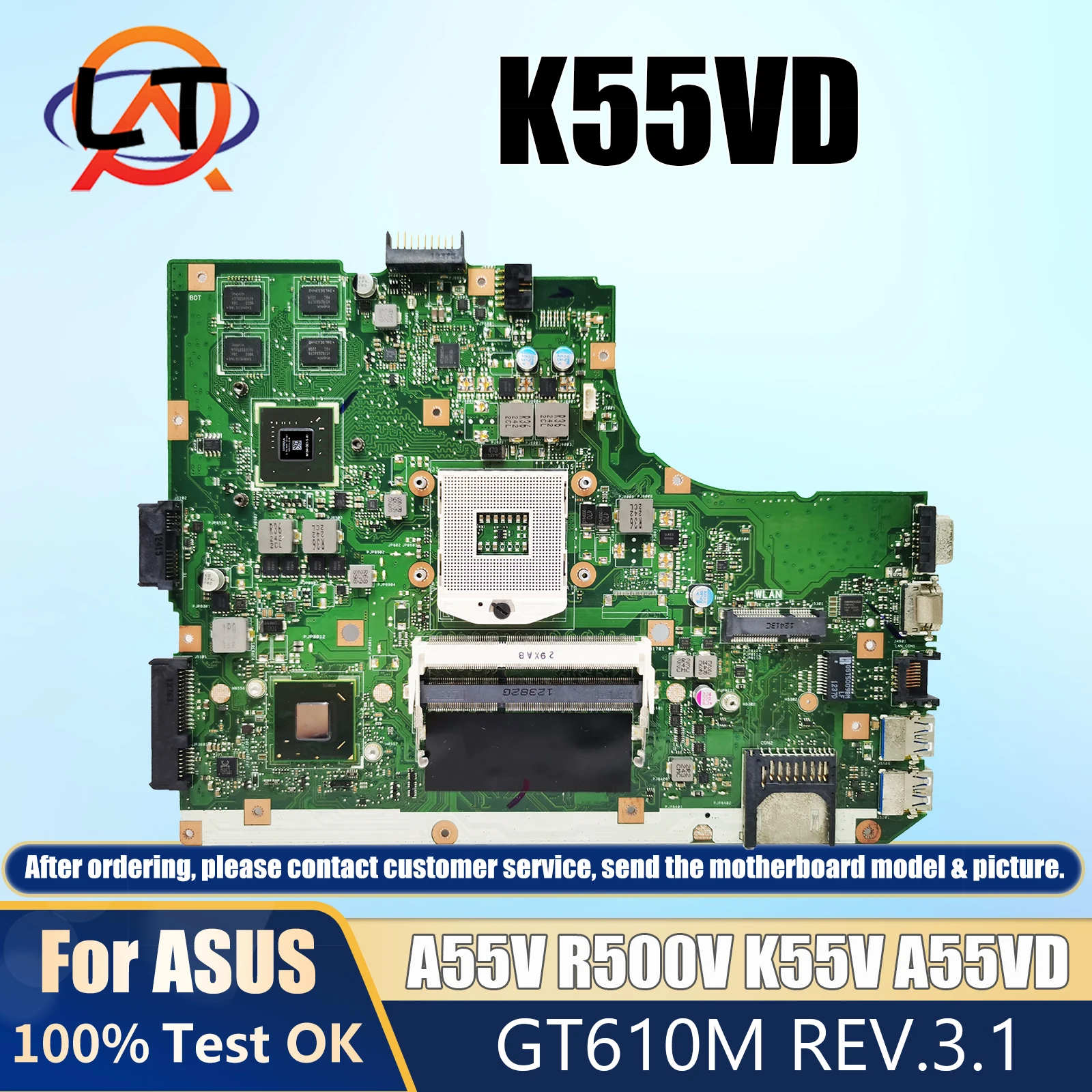 

K55VD For ASUS Laptop motherboard A55V R500V K55V A55VD Notebook Mainboard GT610M REV.3.1 SLJ8E N13M-GE1-S-A1 DDR3