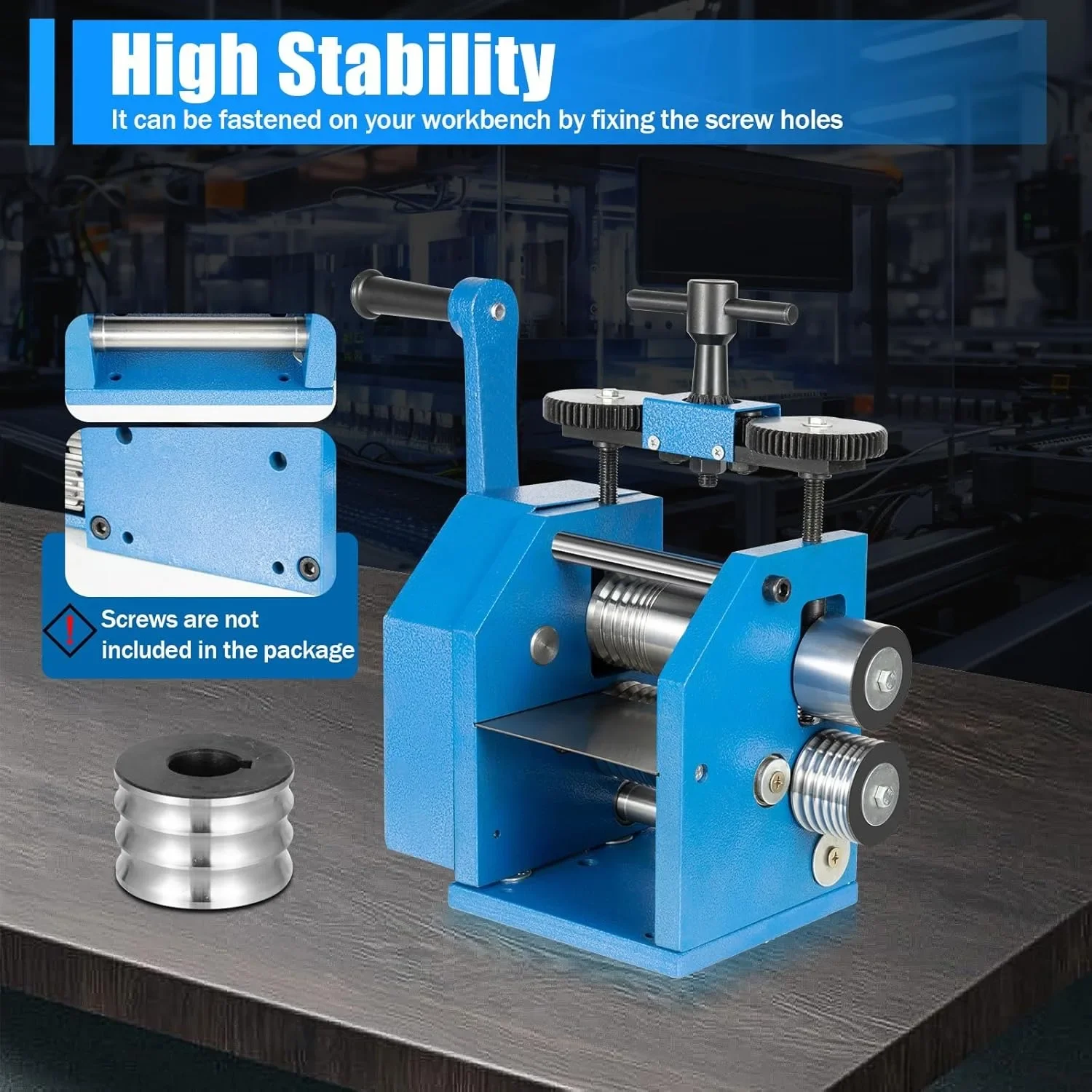 Tragbare 3-in-1-Schmuckwalzwerk, aus Stahl, für Gold, Silber und Kupfer, einstellbare Dicke, ideal für die Herstellung von DIY-Schmuck