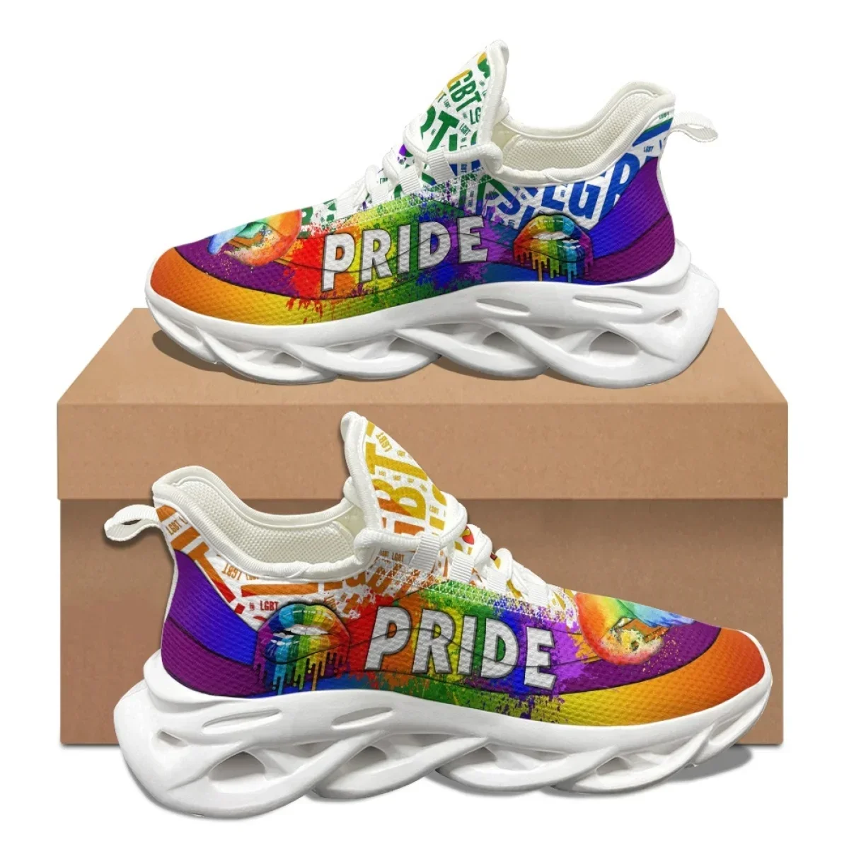 Spersonalizowane antypoślizgowe buty do koszykówki Lgbt Pride Designer sznurowane damskie na zewnątrz popularne trampki trwałe podróżne buty Fitness