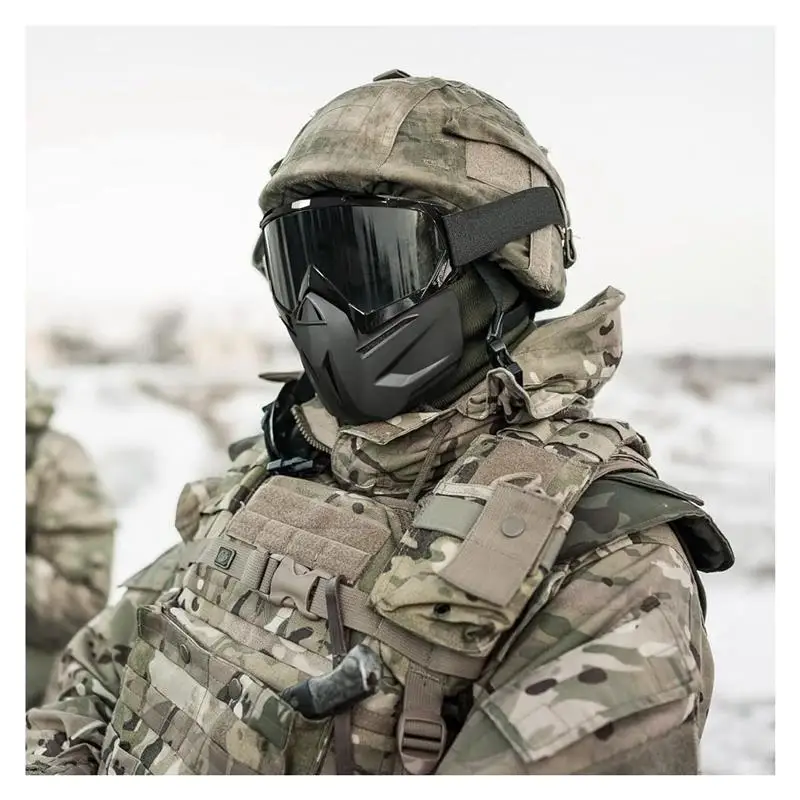 Airsoft Mask, Airsoft Mask Full Face and Detachable Airsoft Goggles, Military Paintball Mask Match with Helmet, Airsoft Gear