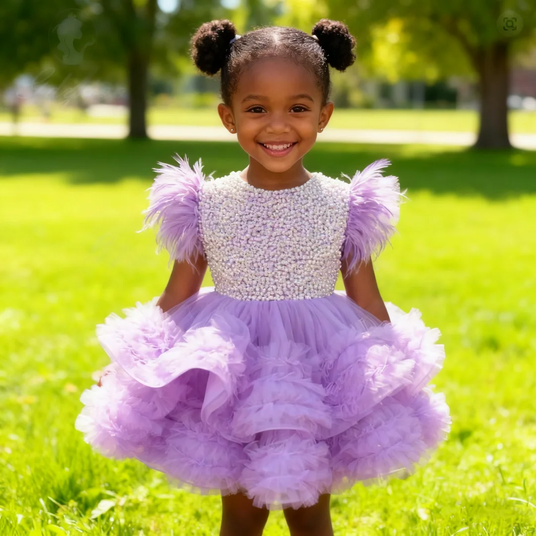 

Многослойное тюлевое платье с цветочным узором для девочек на свадьбу, пышное платье с жемчугом для маленьких детей, бальное платье для дня рождения, платья для первого причастия