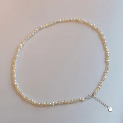 4-5mm small baby tiny size fresh water natural freshwater cultured real flat irregular baroque pearl choker necklace 16''
