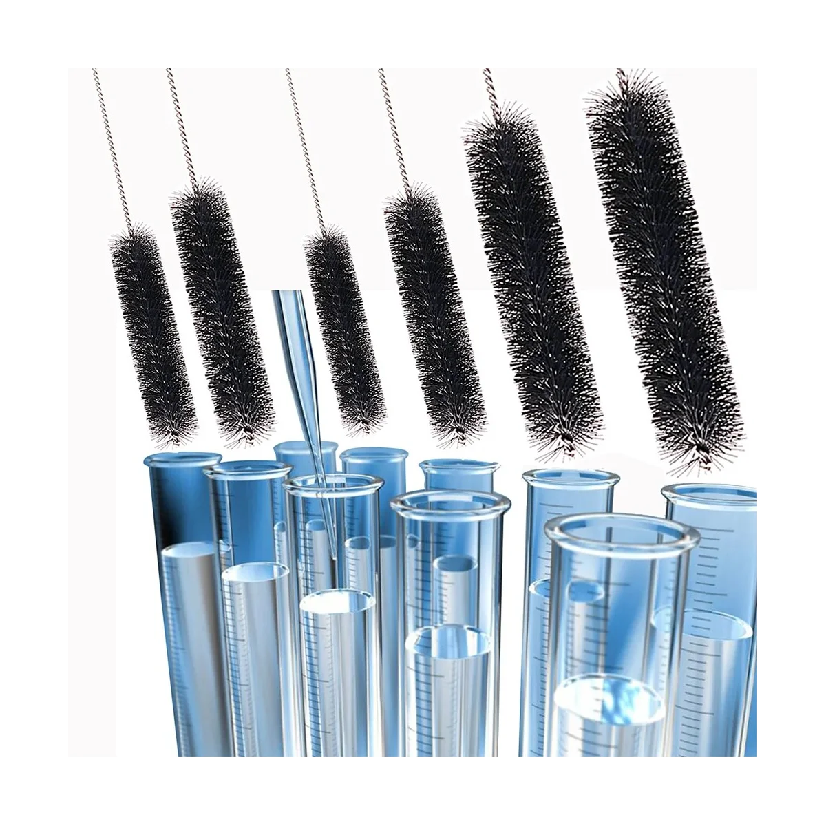 10Pcs Nylon Cleaning Brushes Set with Loop Glasses Keyboards Jewelry Pipe Clean Small Wire Brush Kit (Black - 10 Pcs)