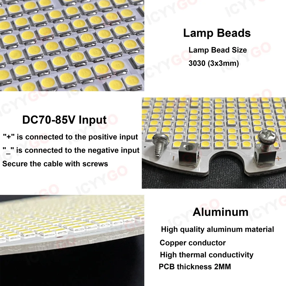 Proiettore a LED 300W 400W Lampada a sospensione a torre architettonica PCB DC60-80V Scheda sostitutiva per luce esterna ad alta baia bianca pura