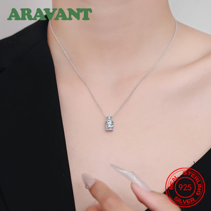 Aravant 925 Silver Pink Zircon Pendant Necklace For Women Fashion Jewelry