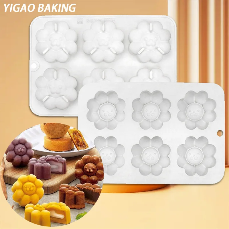 Cake Mold 6Even Lion Snow Skin Mooncake Mold DIY Small Flower Chocolate Baking Tool