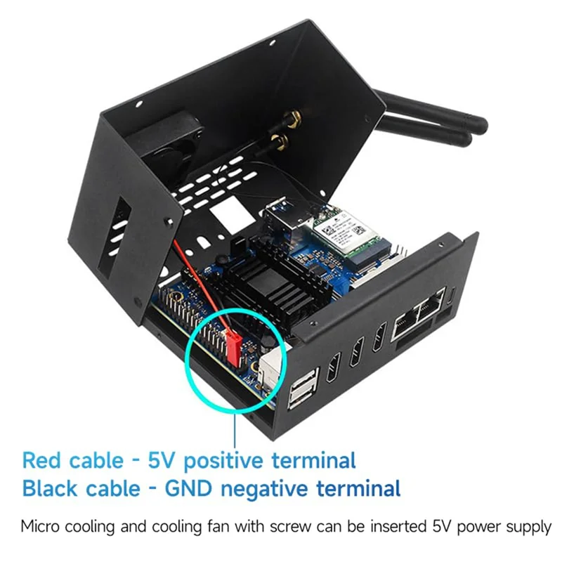 

For Orange Pi 5 Plus Metal Case With Cooling Fan, Wifi 6 BT 5.2 Module Dual-Band Wireless Card, Antenna, Heatsink