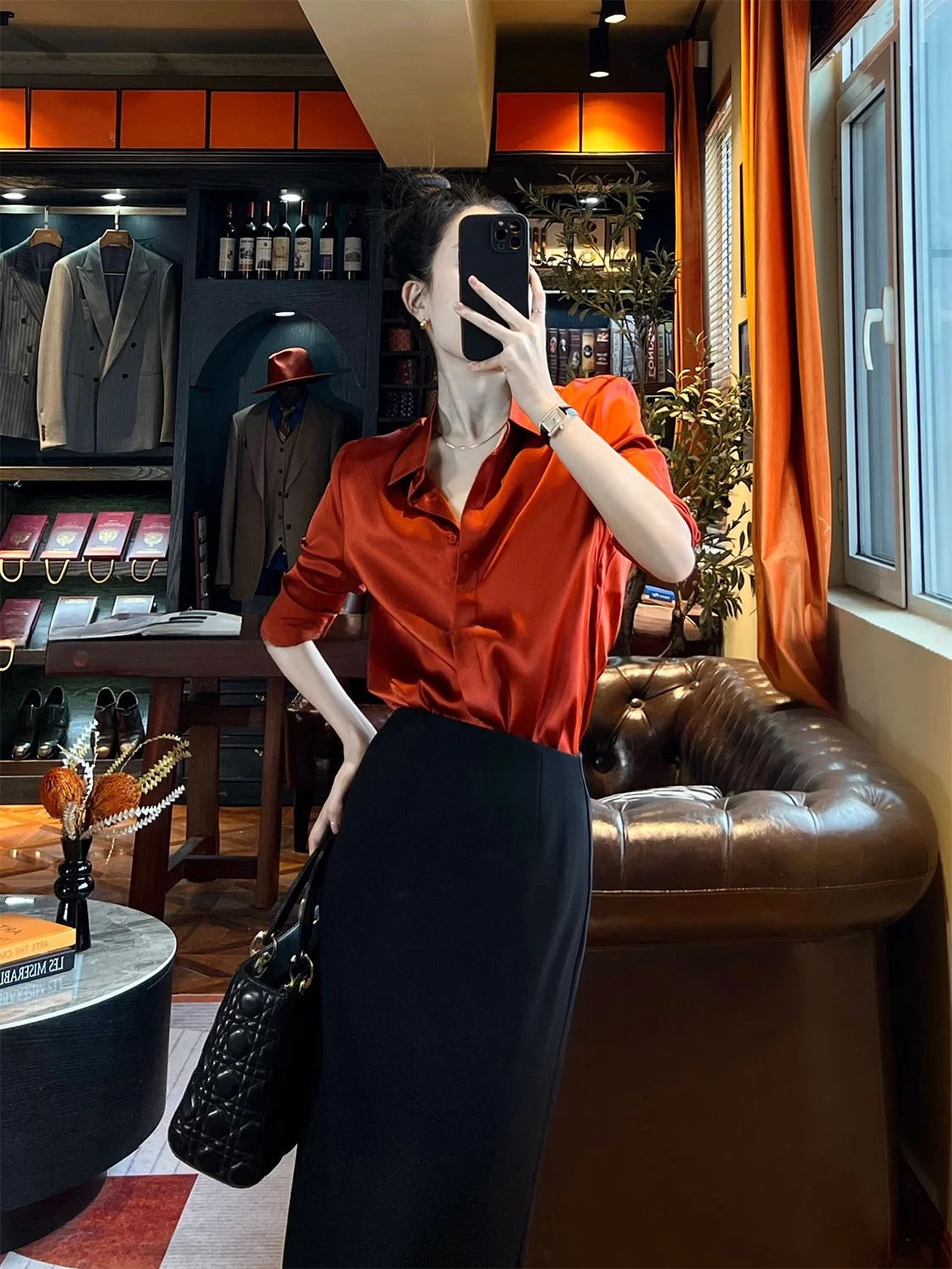 

Jiang Tee-Color Optional Silk irt Long Sve Versatile OL Sle Commute Wind Resistant Breathable Women's Premium Quali