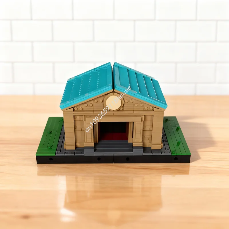 

787 деталей MOC Модульная модель уличного пейзажа из серии Animal Crossing: Музей Блэрса, строительные блоки, архитектурные конструкторы, рождественские подарки, игрушки, кирпичики