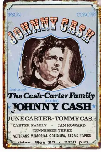 Tin Sign 8 x 12 Johnny Cash concert Poster Retro Vintage sign