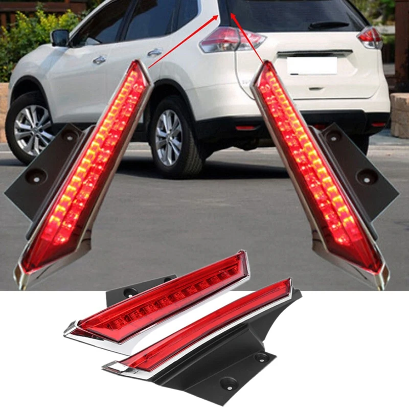 For Nissan Rogue X-Trail 2014-2019 Car LED Rear Window Pillar Light Brake Light Taillight Lamp With Turn Signal Features