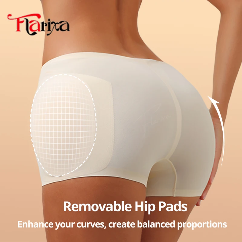 Flarixa Celana Dalam Pakaian Pembentuk Bantalan Pinggul Celana Pendek Boxer Kontrol Perut Bawah Kain Es Pakaian Dalam Empuk Penambah Bokong Wanita Bersirkulasi