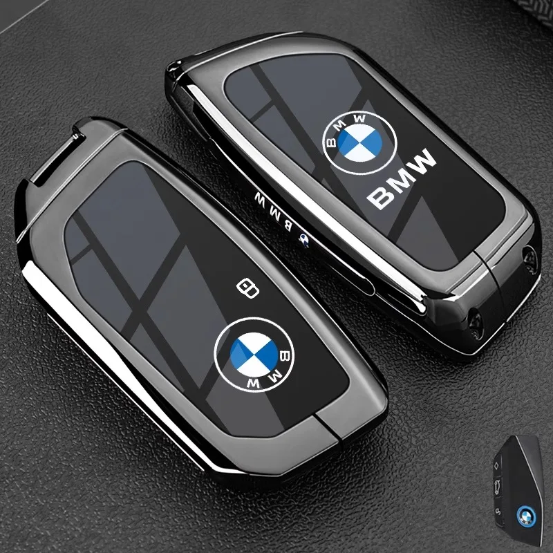 Zinc Alloy Car Key Case Cover Shell Holder For BMW X1 U11 X7 X5 G05 LCI I7 IX XM Series 7 740Li U06 G81 M3 2023 2024 Accessories