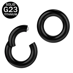 ZS 1PC G23 Titanium Hoop Earring for Women Black Plated Circle Earring Large Gauge Seputm Nose Ring 2/4/6/8/10/12G Punk Earring