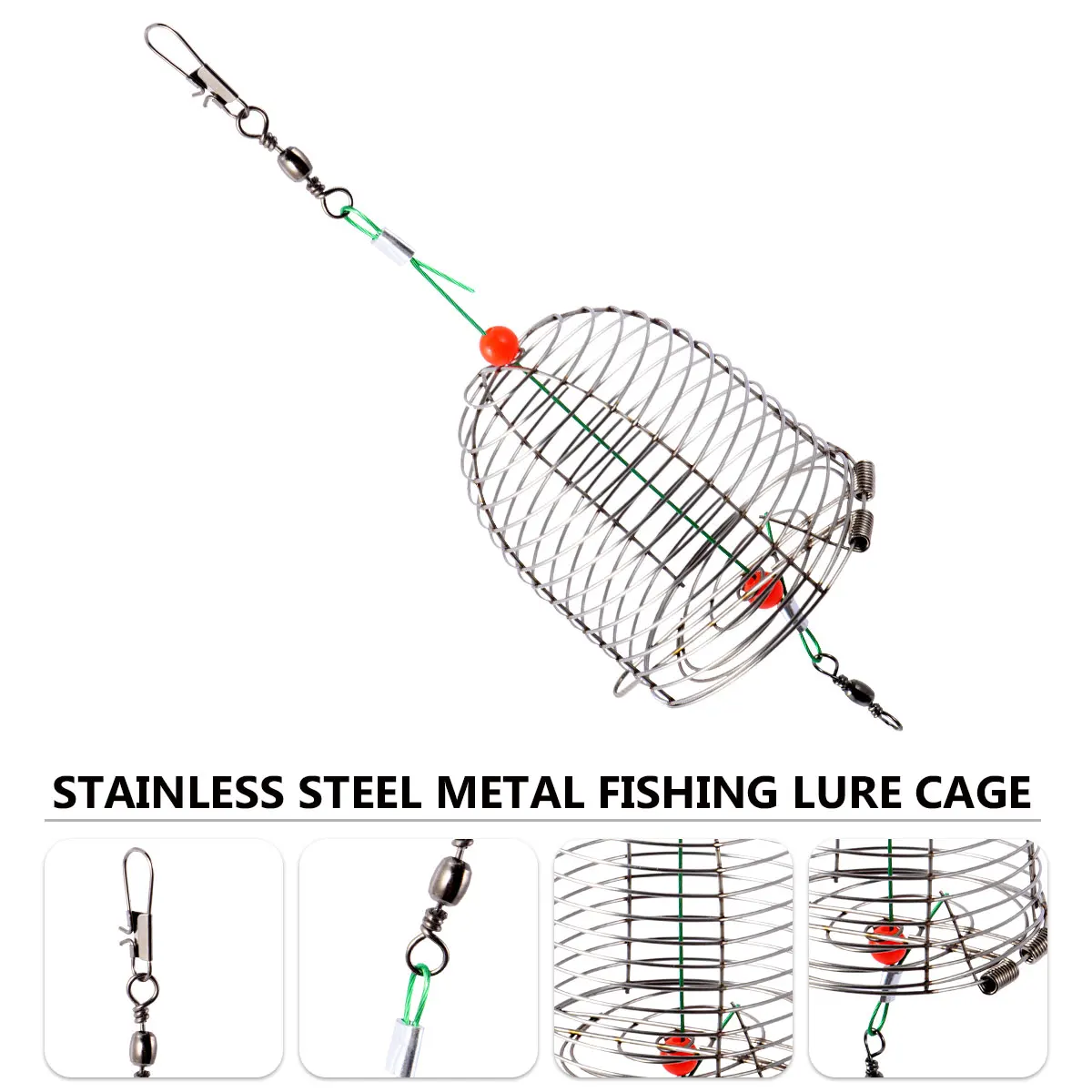 

5 Pcs Bait Cage Fishing Trap Basket Catfish Crayfish Lure Stainless Steel -piece