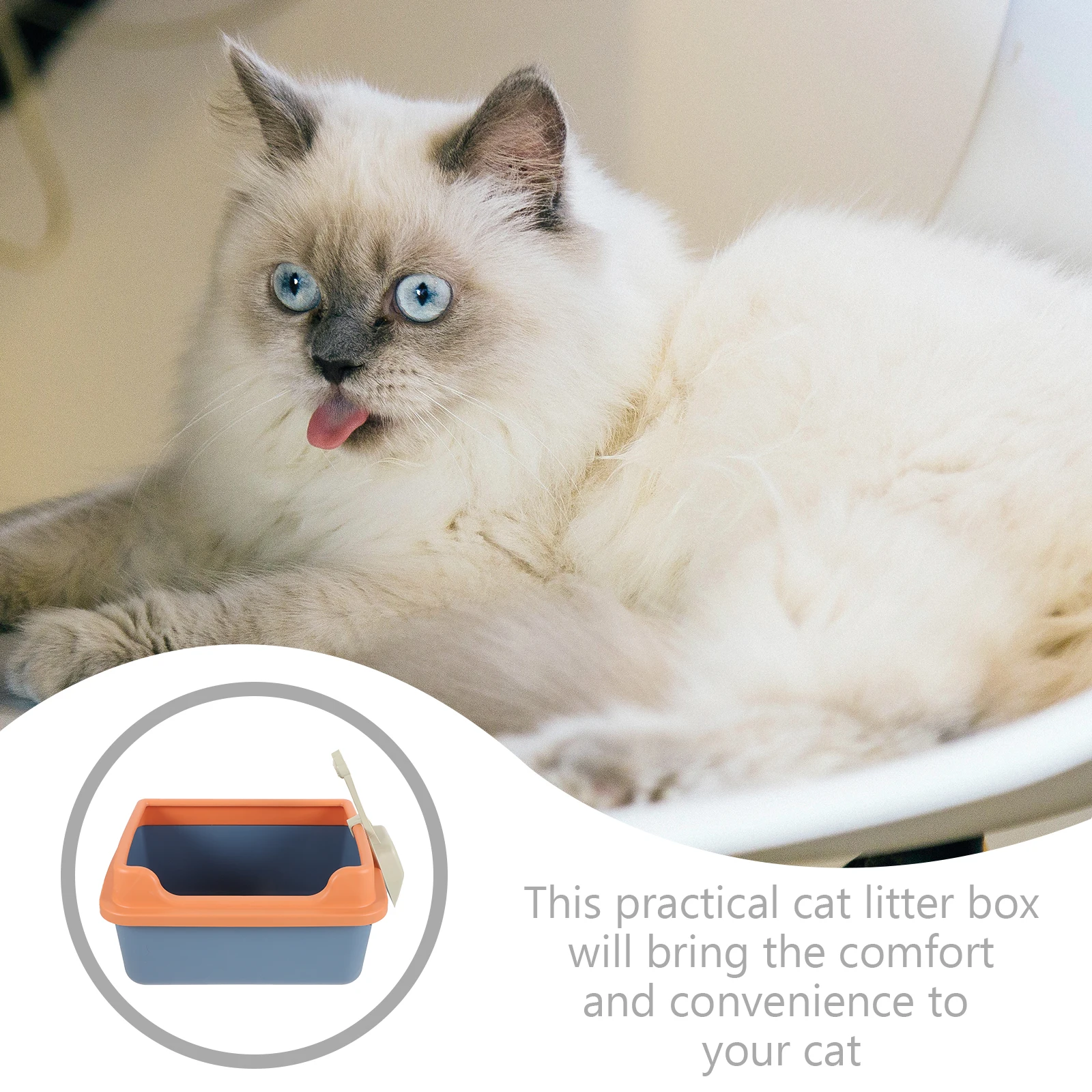 

1 Set Semi-Enclosed Box Kitten Anti-Splash Design Large Capacity Household Pet Cat Toilet With Shovel Portable Travel Litter Box