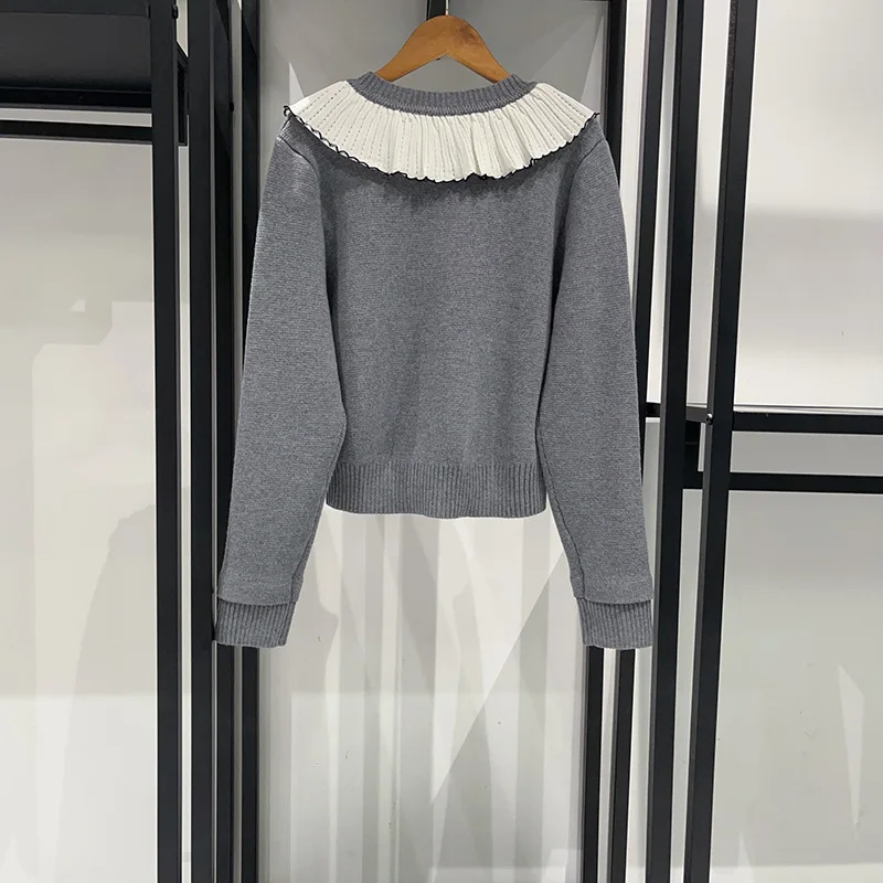 Damski jednorzędowy kardigan z dzianiny baby face, długi rękaw, ciepłe zimowe ubrania, damskie topy.