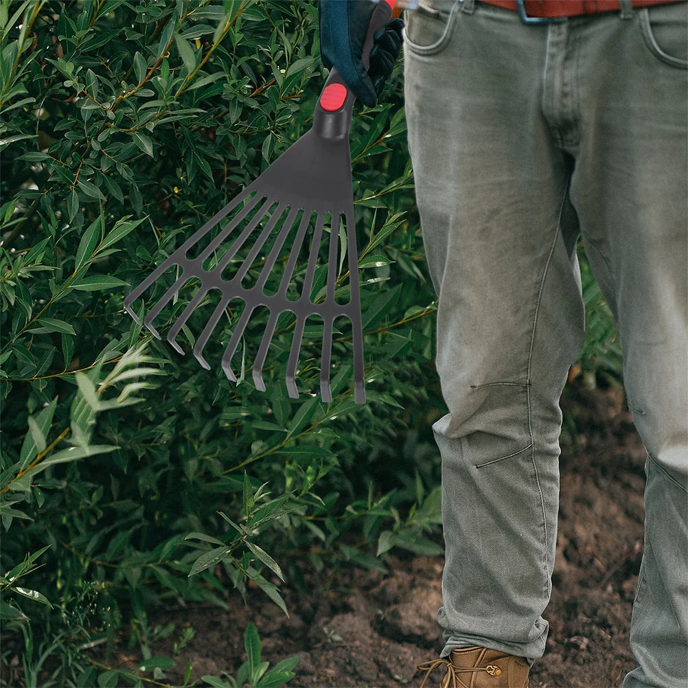 Rastrillo pequeño para jardín, tractor de viaje, rastrillos de mano para camas, agarrador de hojas de plástico, jardinería