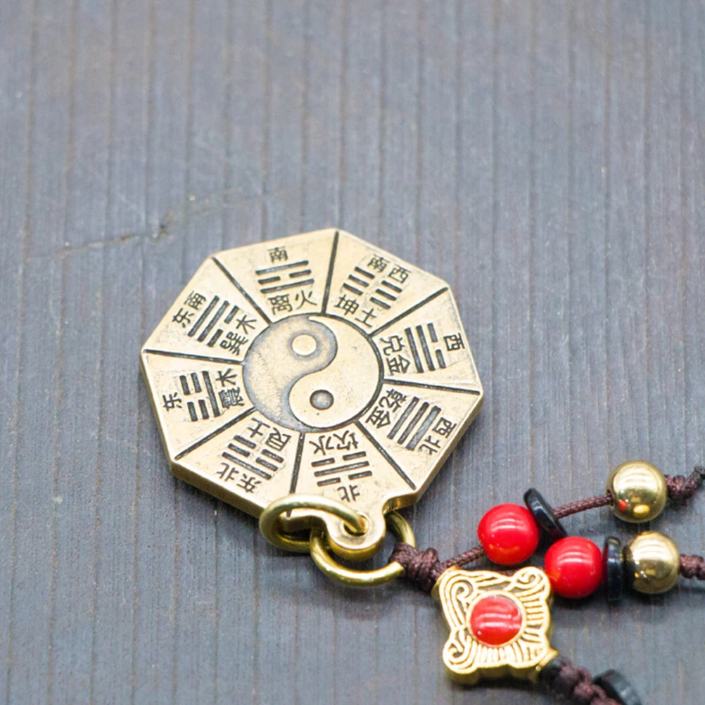 

4 I Ching Pendants Keychain Charms Brass Jewelry Making Accessories Vintage Decor DIY Craft Golden Compact H Necklace