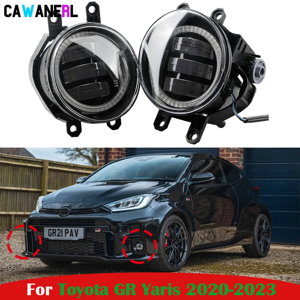 

2 х 30 Вт Автомобильный правый + левый светодиодный противотуманный фонарь в сборе Angel Eye дневные ходовые огни DRL H11 для Toyota GR Yaris 2020 2021 2022 2023