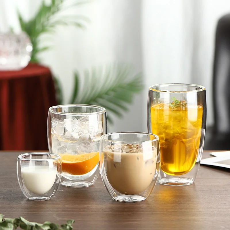 250/350/450ml Double Wall High Borosilicate Glass Mug With Lid Heat Resistant Tea Milk Lemon Juice Coffee Water Cup Drinkware
