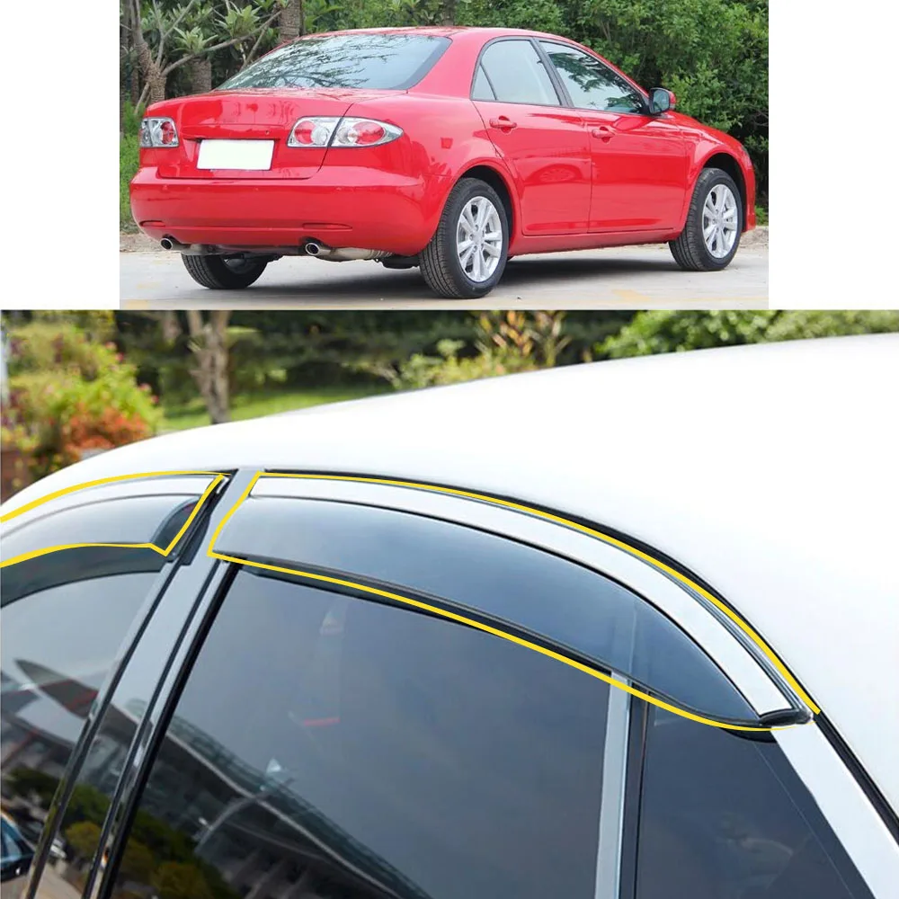 Car Body Sticker Plastic Window Glass Wind Visor Rain/Sun Guard Vent For MAZDA 6 MAZDA6 2006 2007 2008 2009 2010 2011 2012 2013