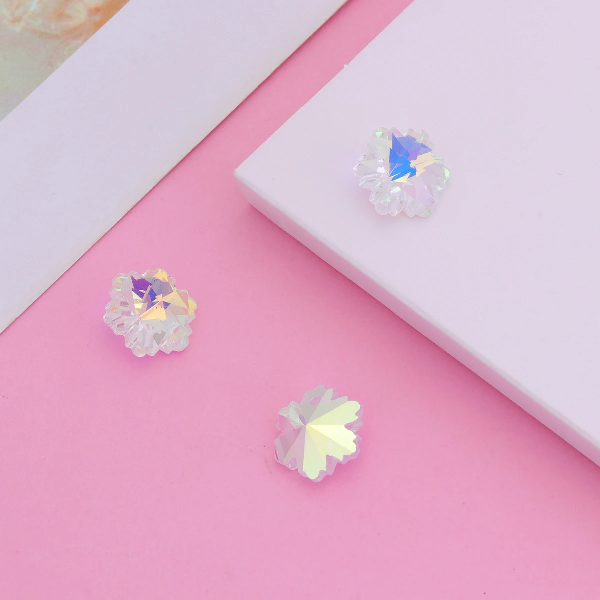 

28pcs Diy Snowflake Style Glass Charms Plating Ab Color Crystal Jewelry Making Accessories Unique Design Earrings Diy